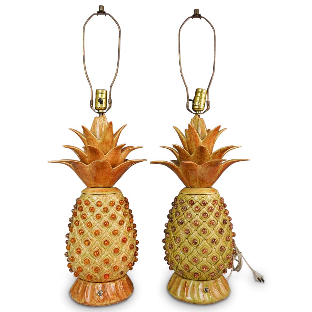 Pair of Large Ceramic Pineapple Table Lamps (1 of 6)