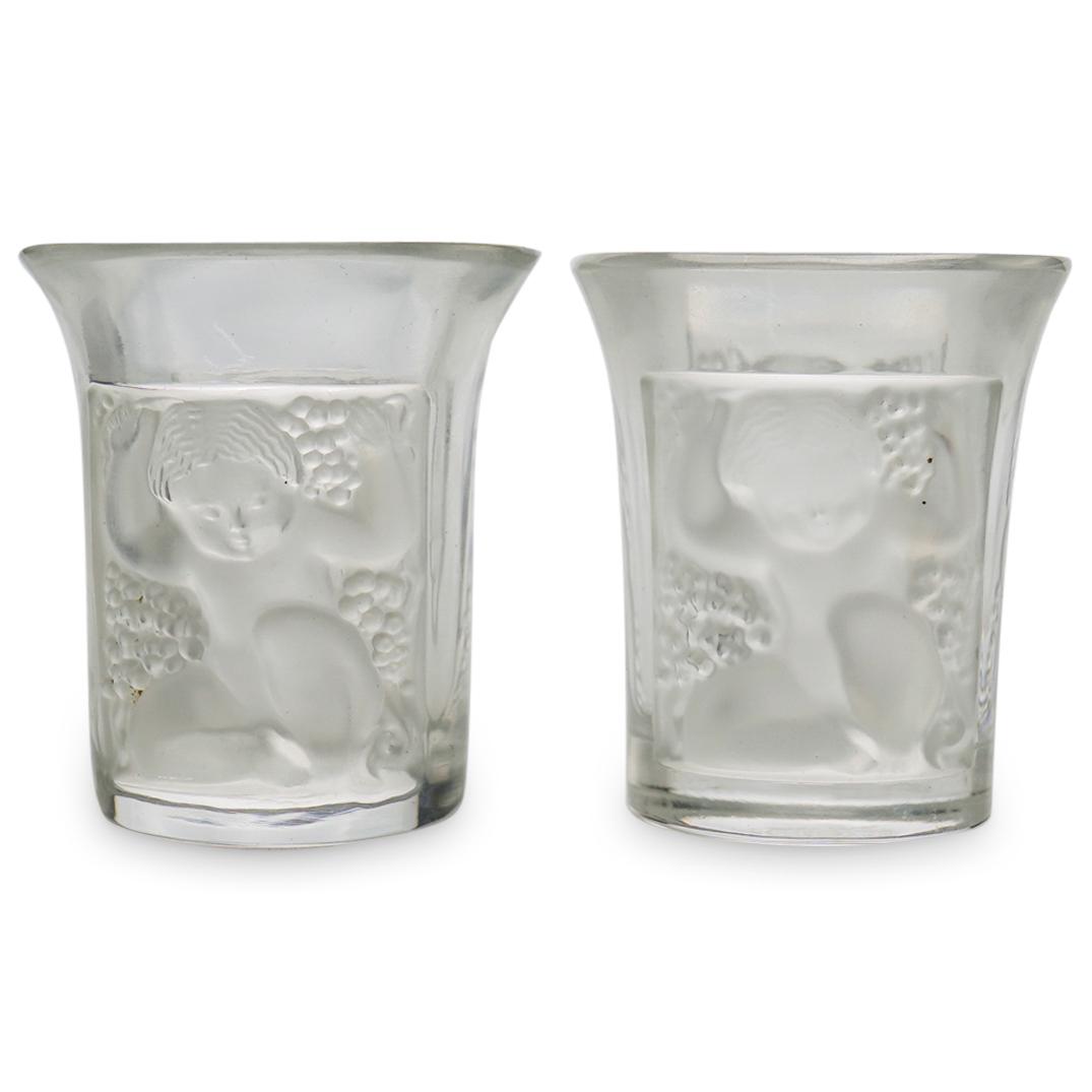 (2Pc) Lalique Crystal "Enfants" Liquor Glasses (1 of 5)