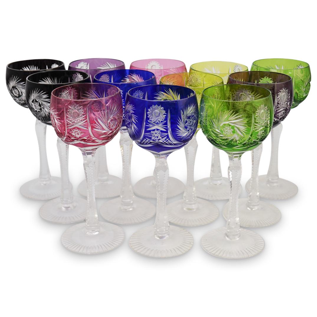 (12 Pc) Set of Colored Crystal Stemware (1 of 3)