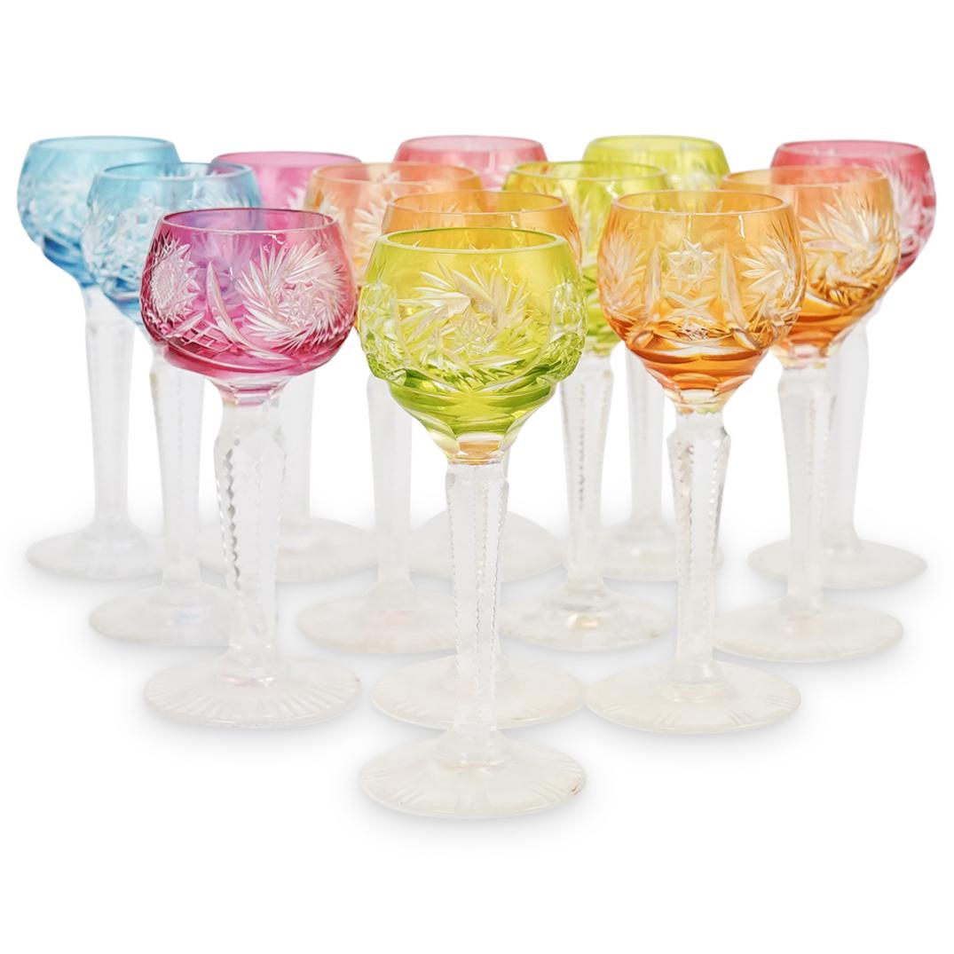 (13 Pc) Set of Colored Crystal Stemware (1 of 3)