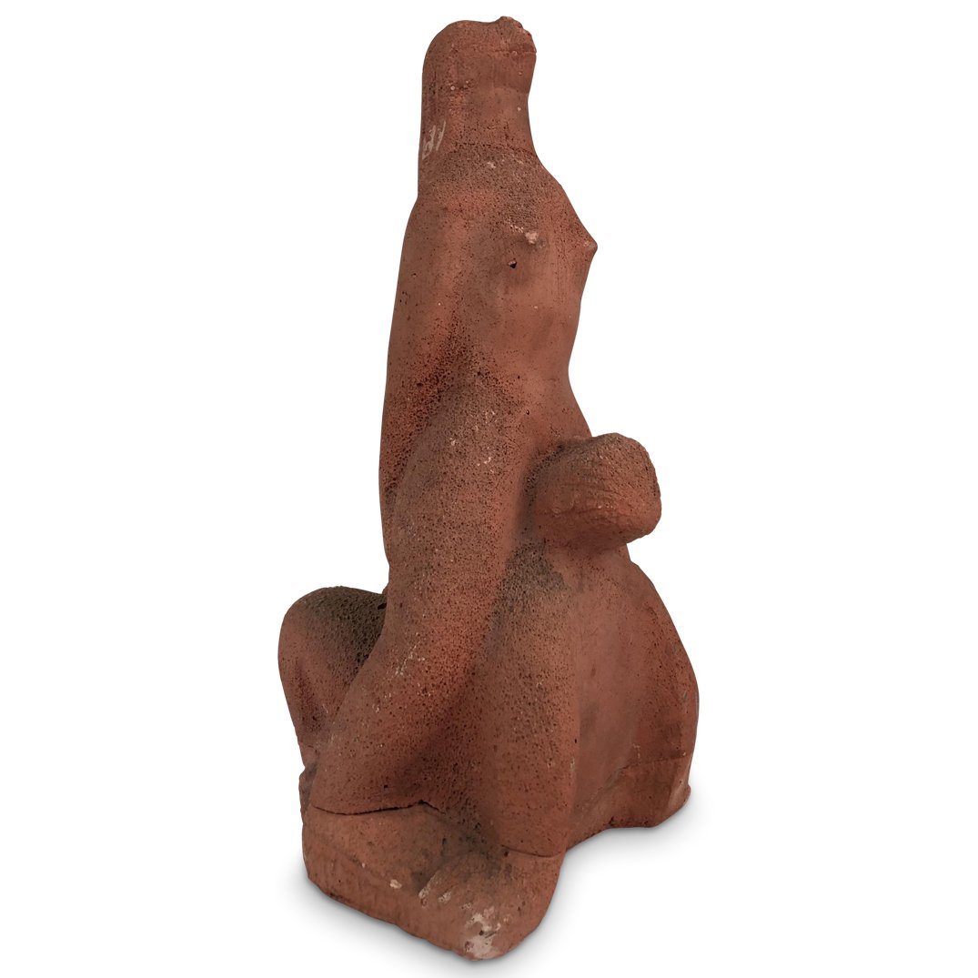 Chuck Dodson (American, 20th C) Erotic Statue: DESCRIPTION: A "Chuck Dodson" (Miami Artist) figural erotic statue composed of terracotta pottery. Inscribed signature near base "Dodson" (Chuck Dodson was an architect turned sculptor that was a resi