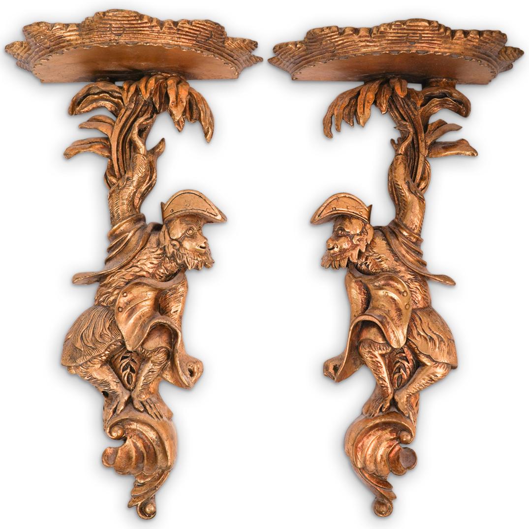 Italian Gilt Wood Monkey Brackets (1 of 4)