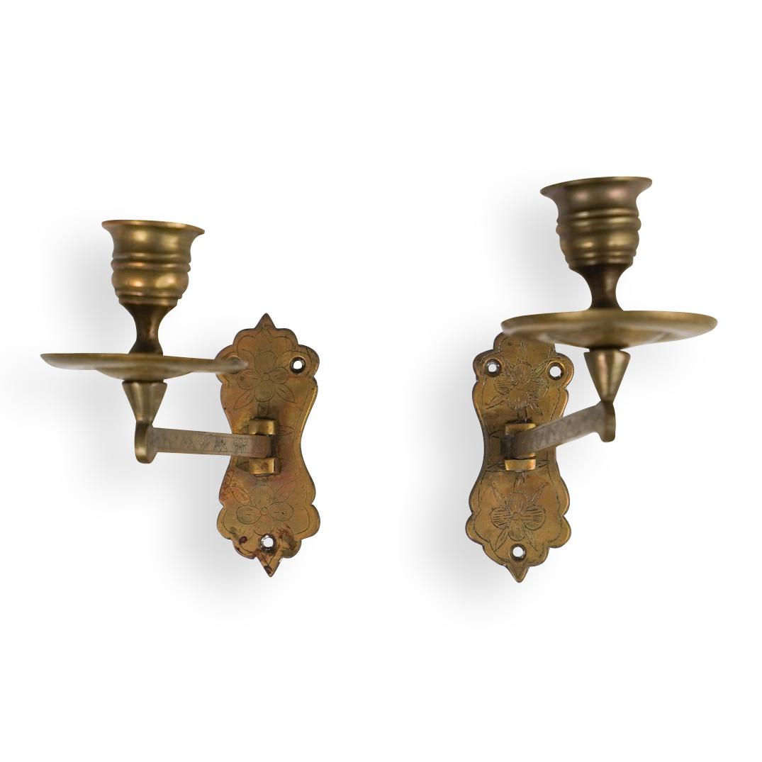 Wall Mounted Brass Candle Stick Holders (1 of 3)