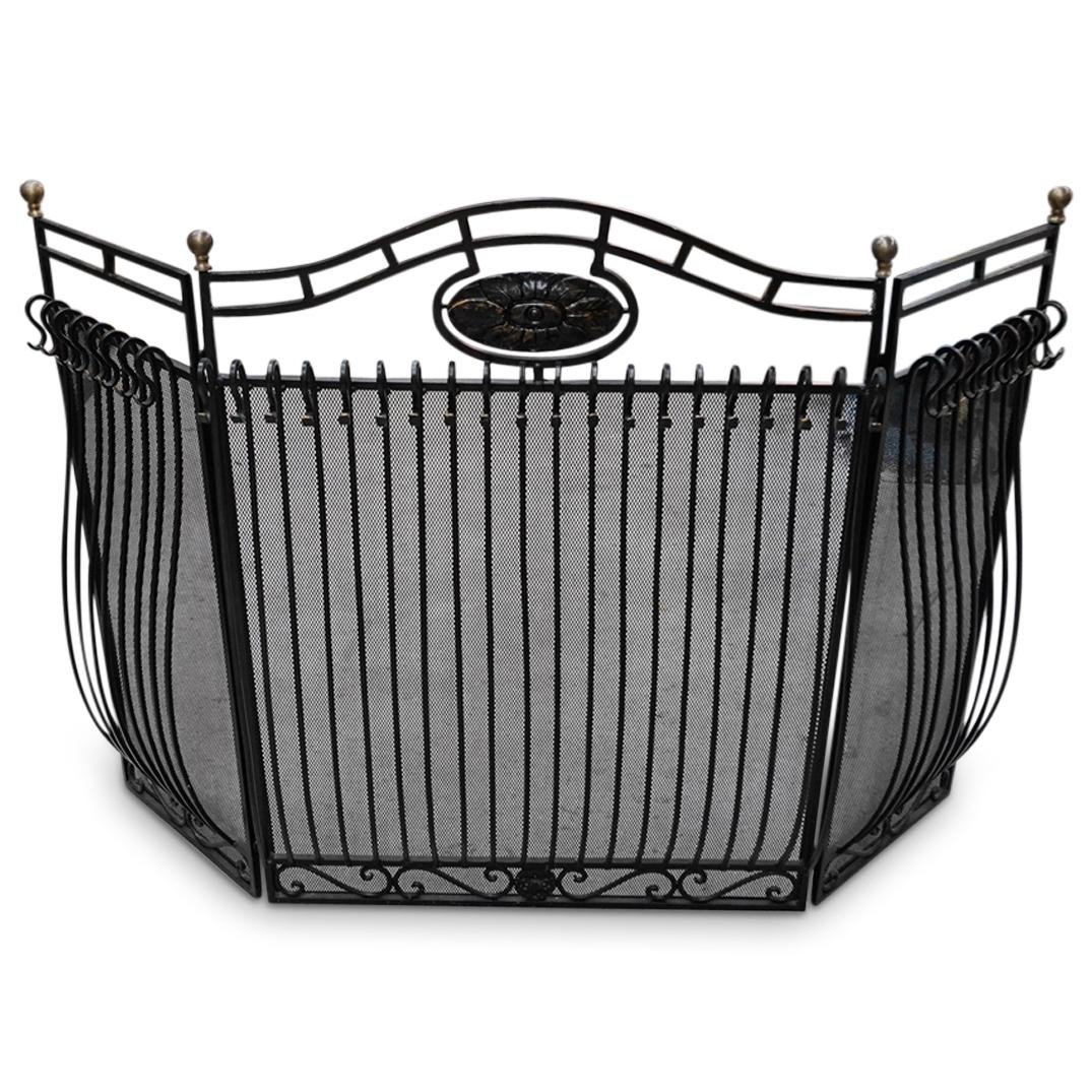 Iron Tri-fold Fireplace Screen (1 of 5)