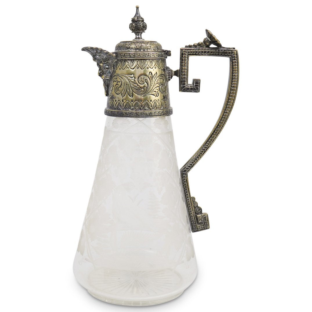 Silver Plated and Etched Glass Pitcher (1 of 3)