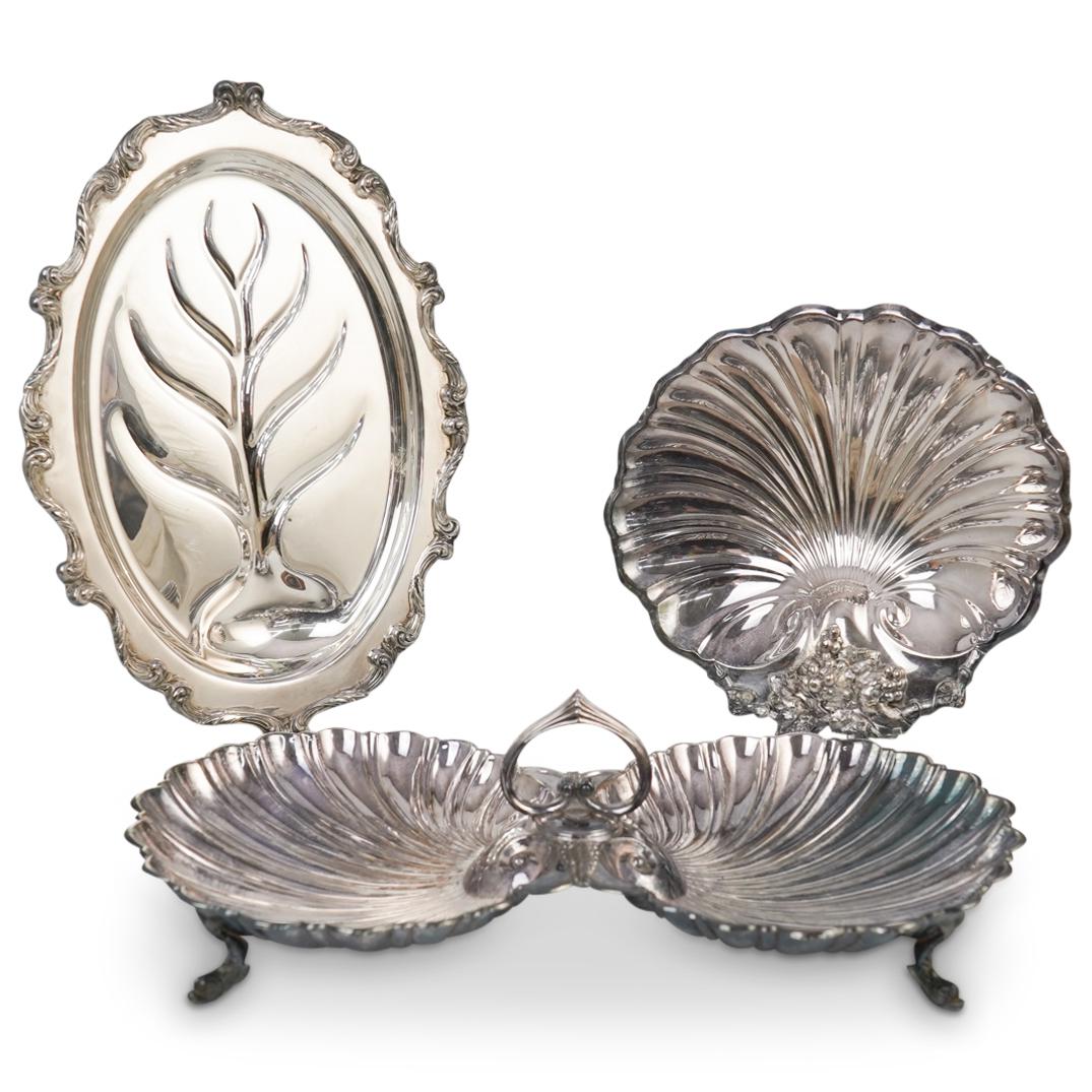 (3Pc) Ornate Silverplate Serving Dishes (1 of 6)