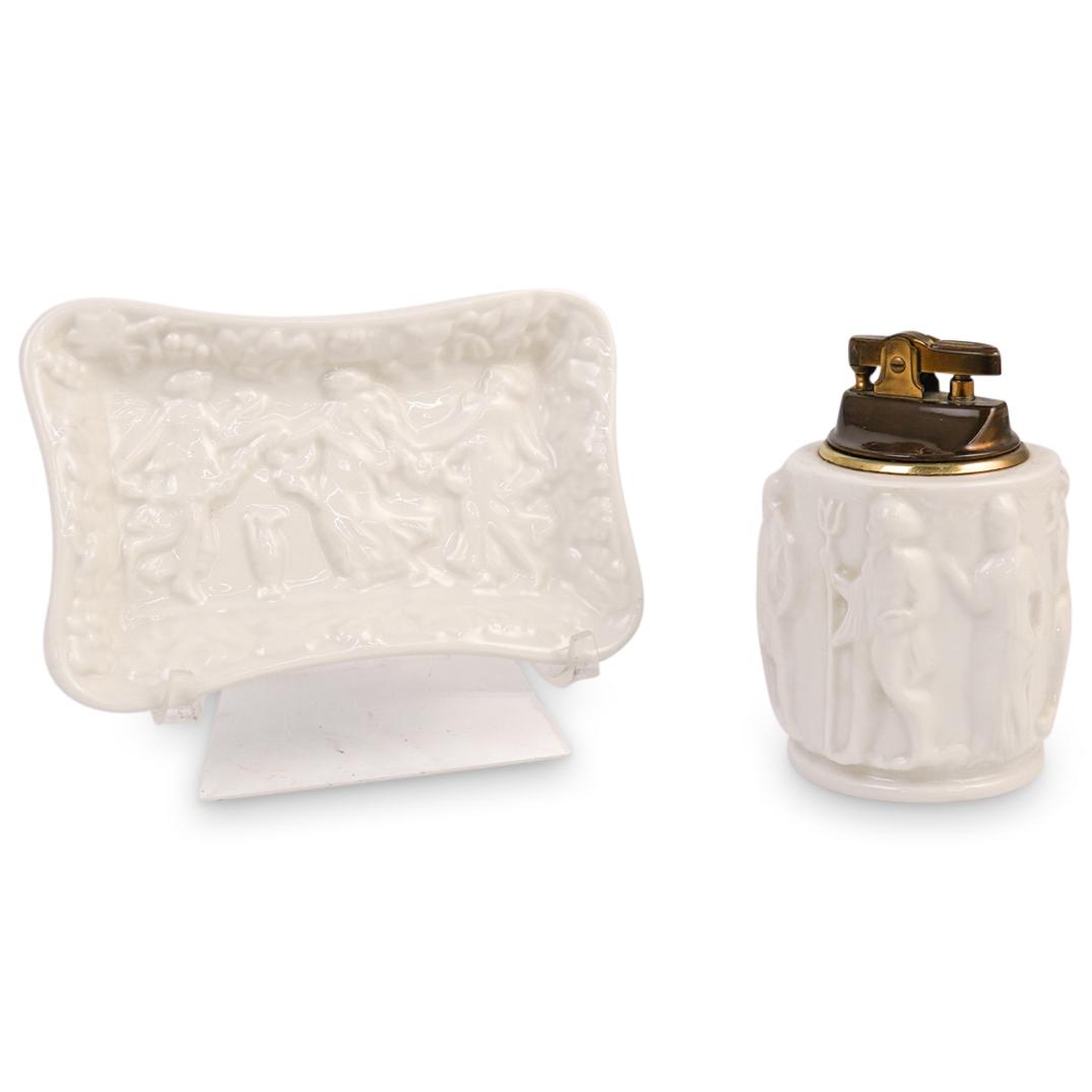 Limoges Porcelain Lighter & Ashtray Set (1 of 5)