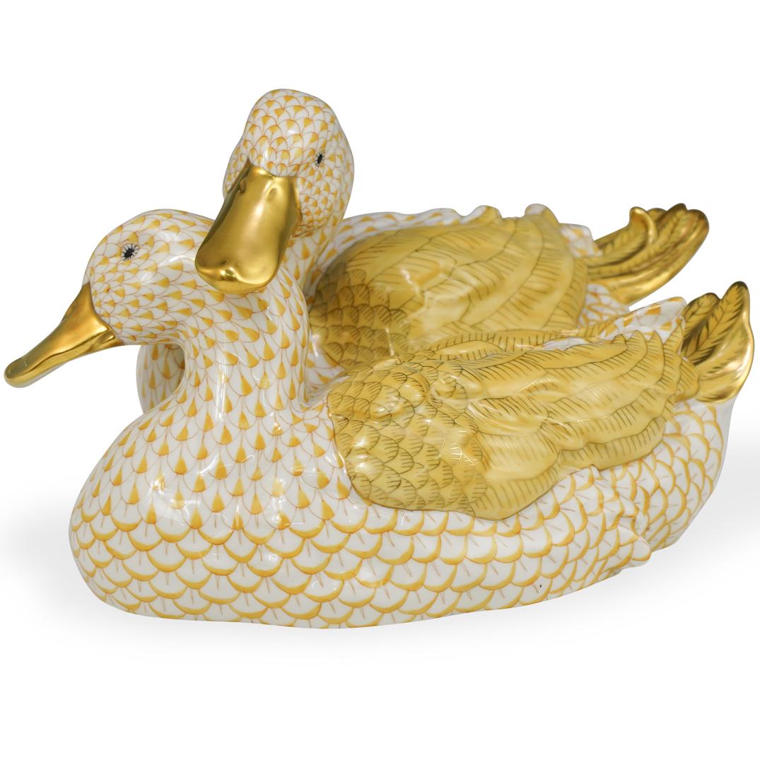 Large Herend Porcelain Double Duck Figurine (1 of 6)