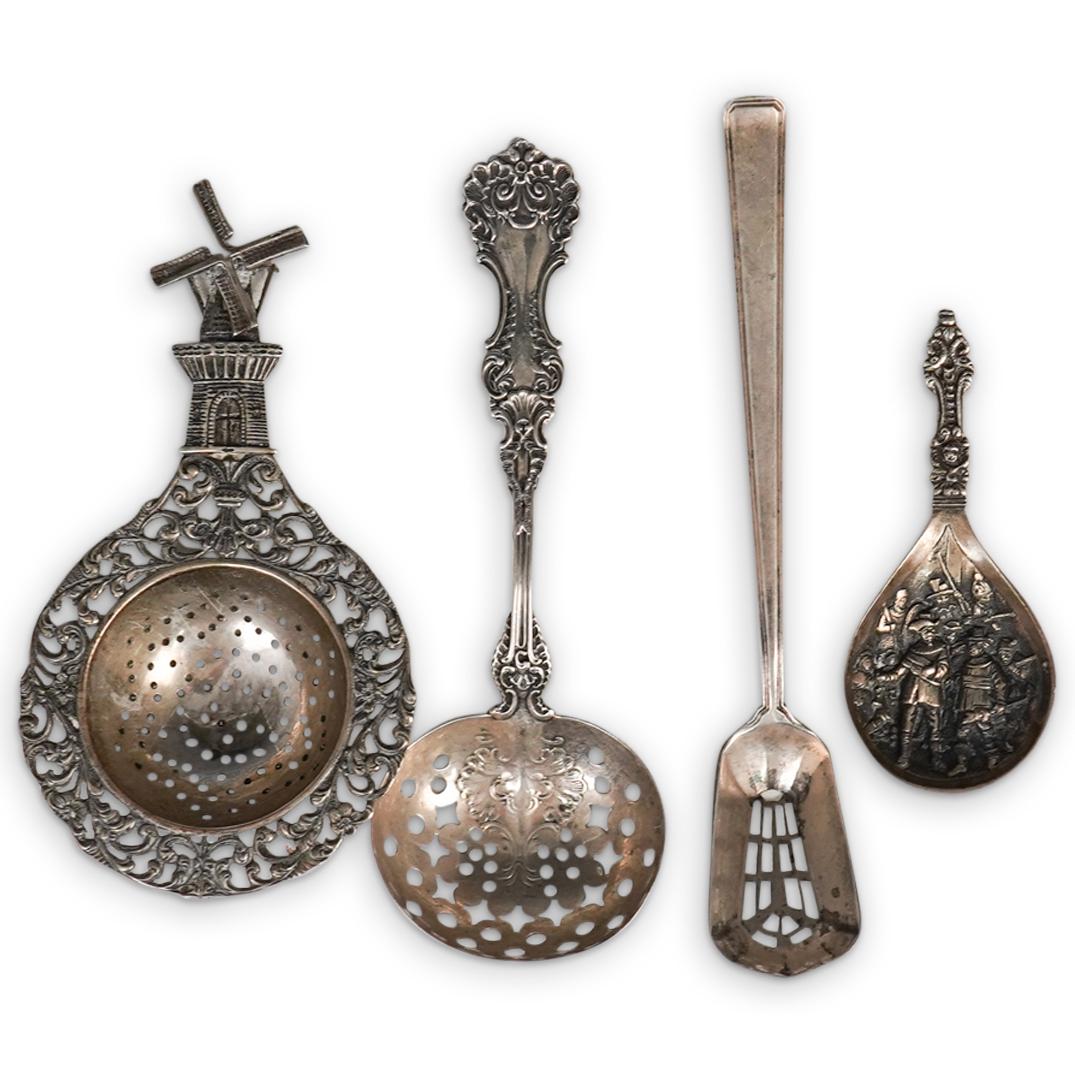 (4 Pc) Sterling Silver Repousse Tea Strainers Set (1 of 4)