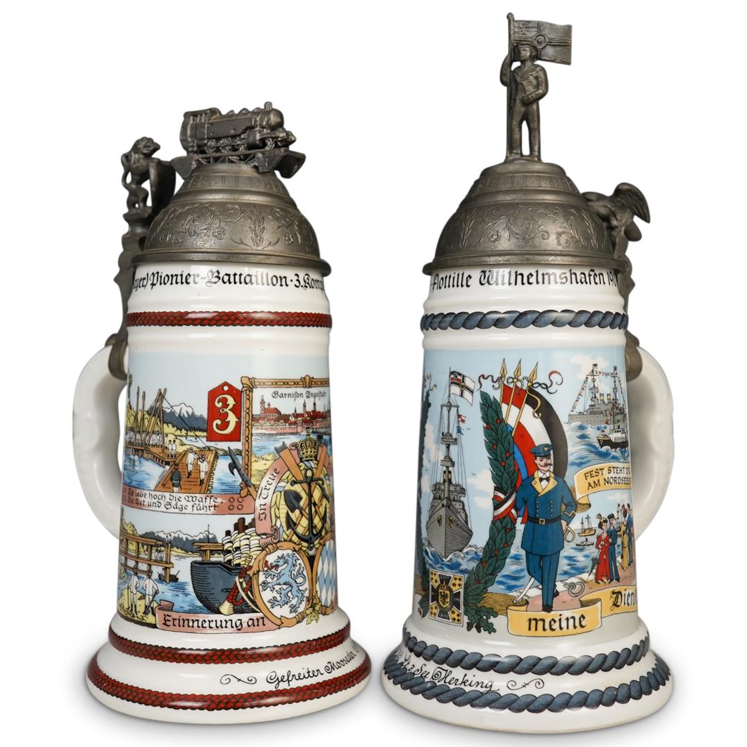 (2 Pc) WW1 Imperial German Stein Set (1 of 6)