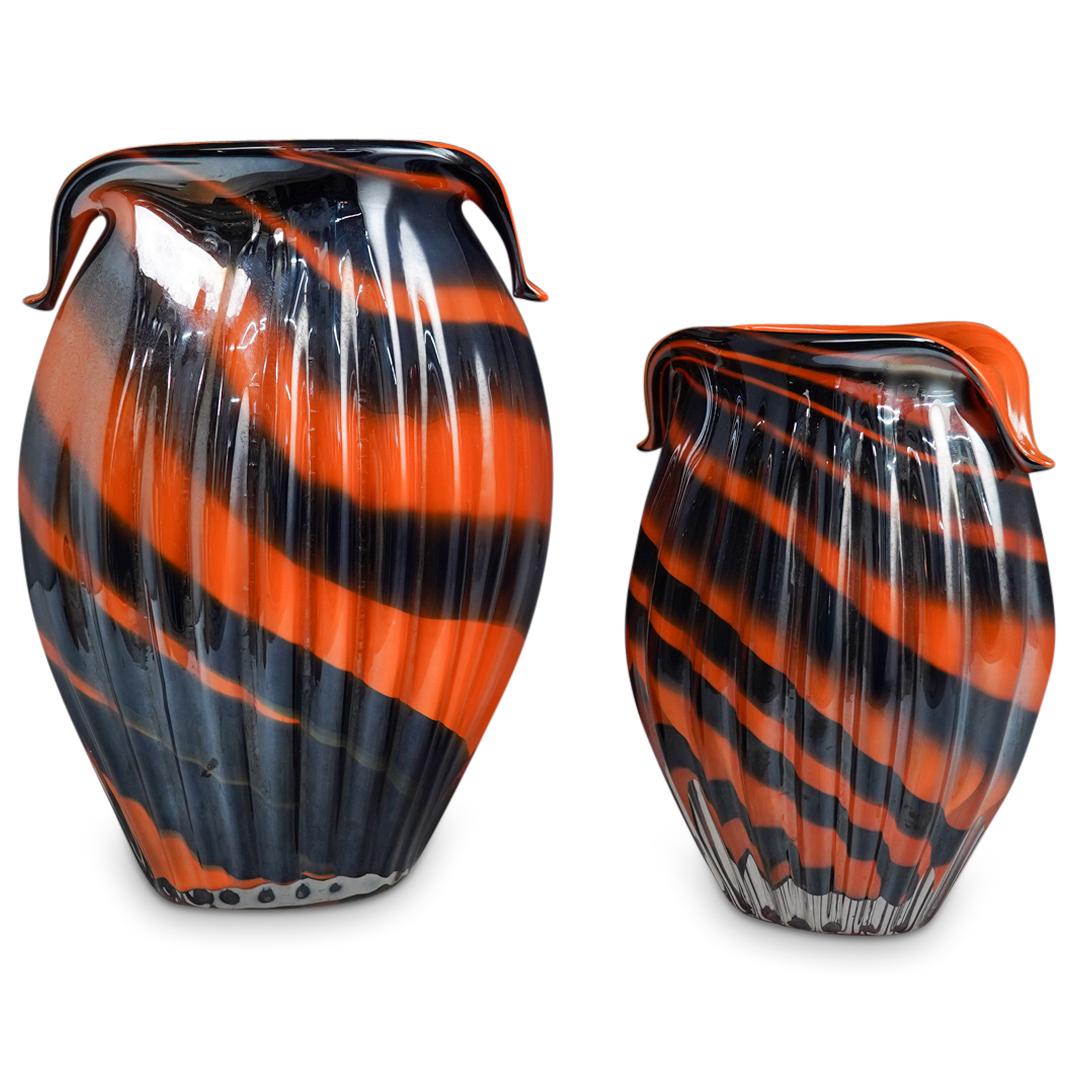 (2 Pc) Murano Art Glass Vase Set (1 of 5)