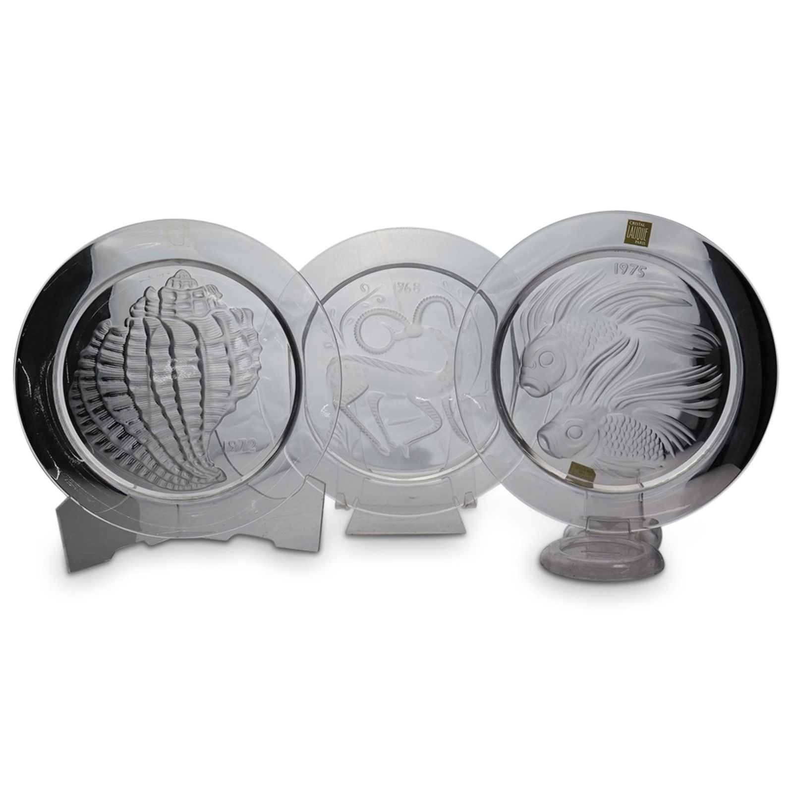 (3 Pc) Lalique Crystal Plates (1 of 5)