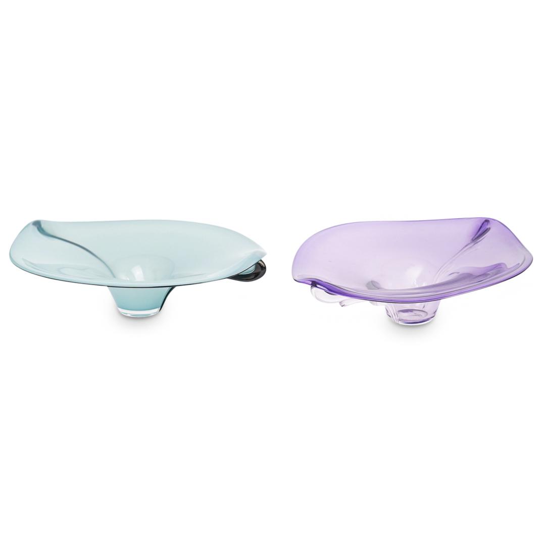 (2 Pc) Tom Buechner Art Glass Bowls (1 of 6)