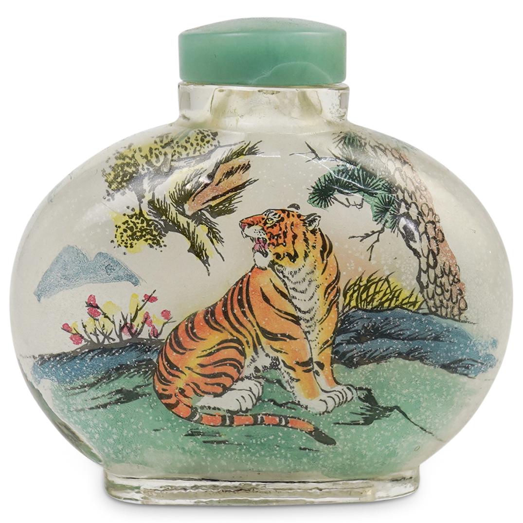 Chinese Reverse Painted Tiger Snuff Bottle (1 of 4)
