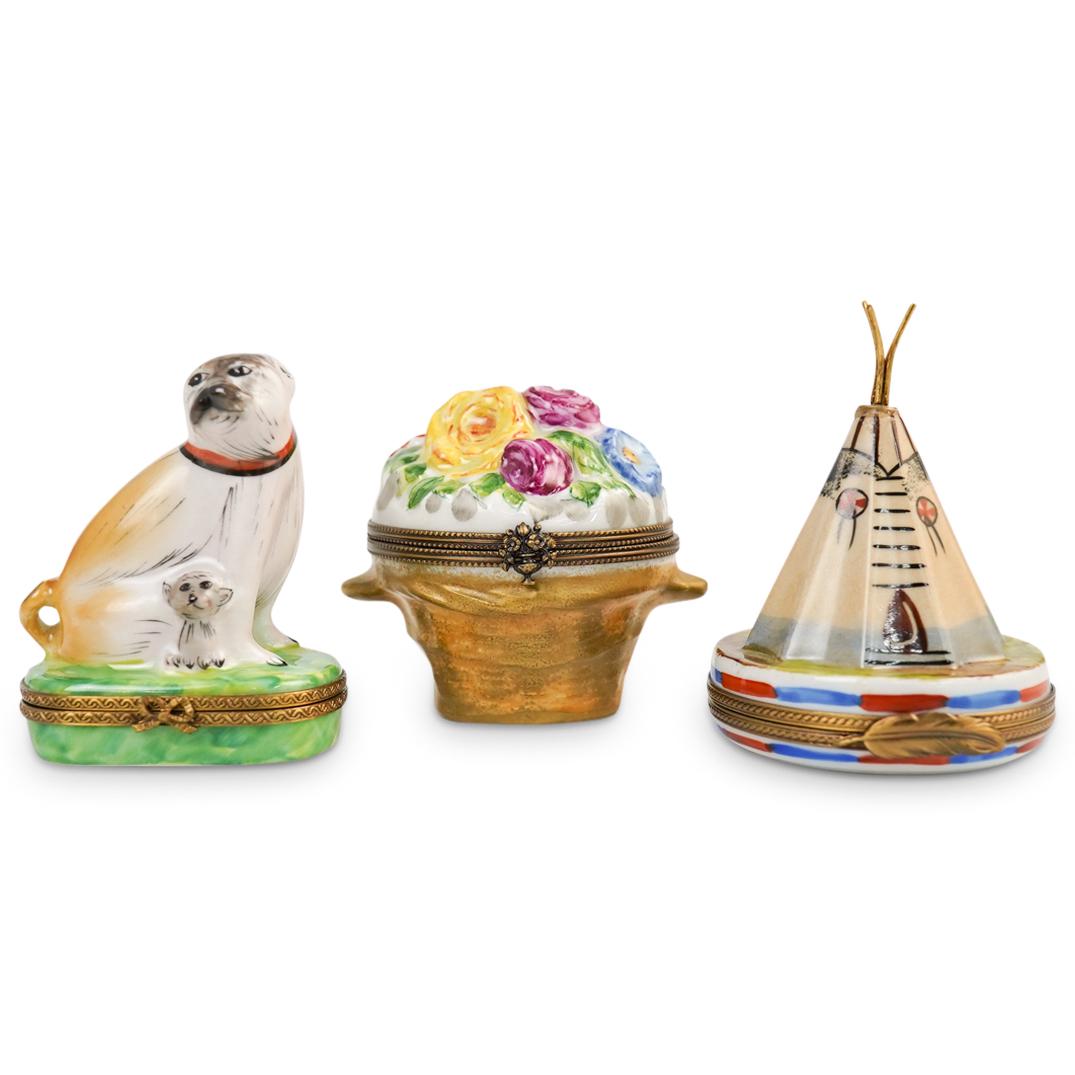 (3 Pc) Limoges Porcelain Trinket Boxes (1 of 8)