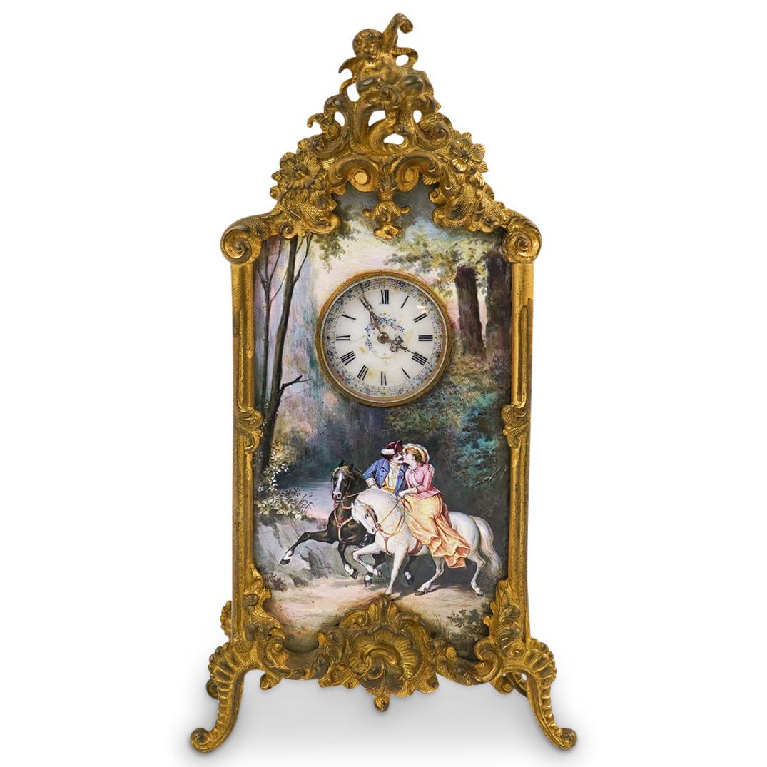 Antique Viennese Bronze & Enamel Clock (1 of 4)