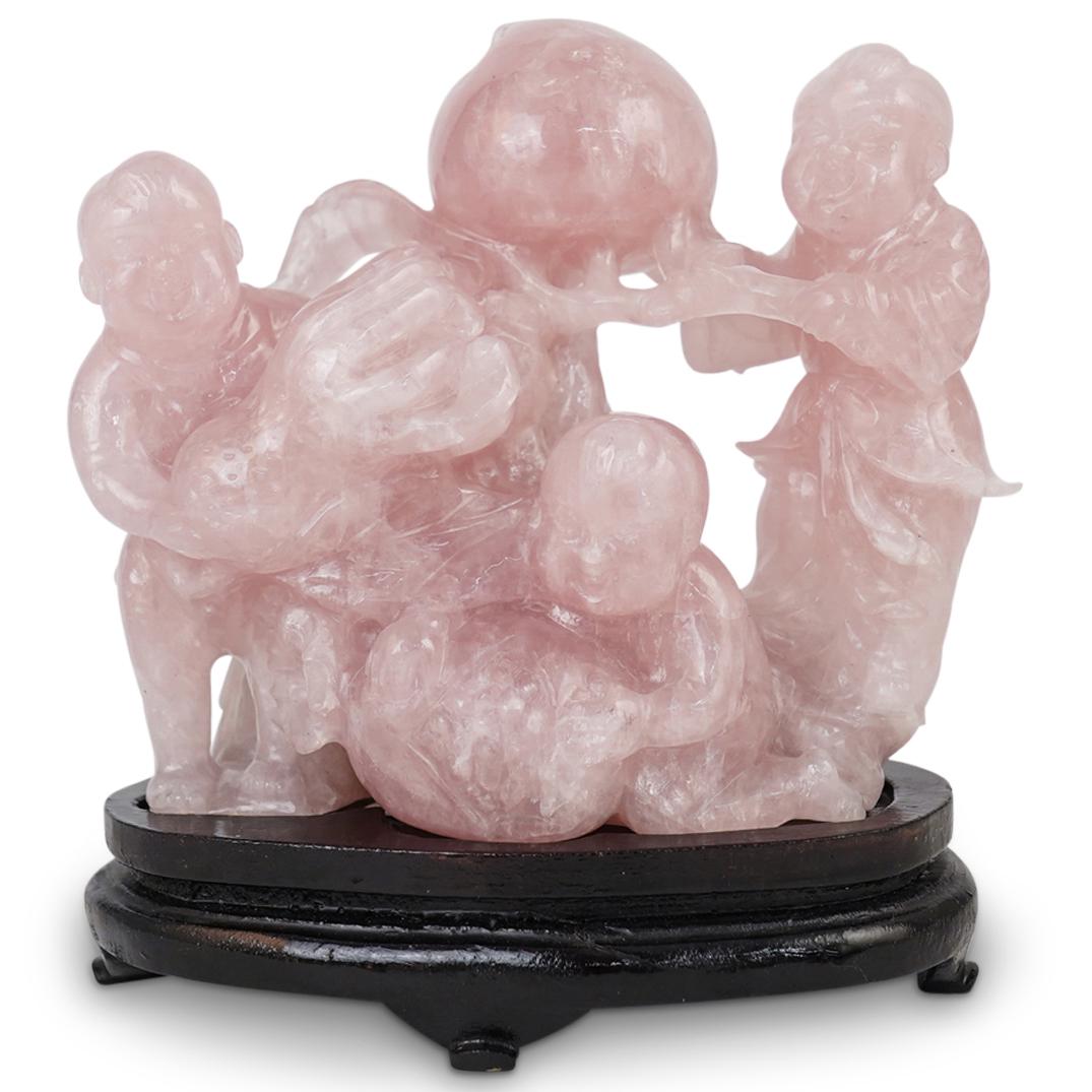 Chinese Rose Quartz Figural Group (1 of 5)