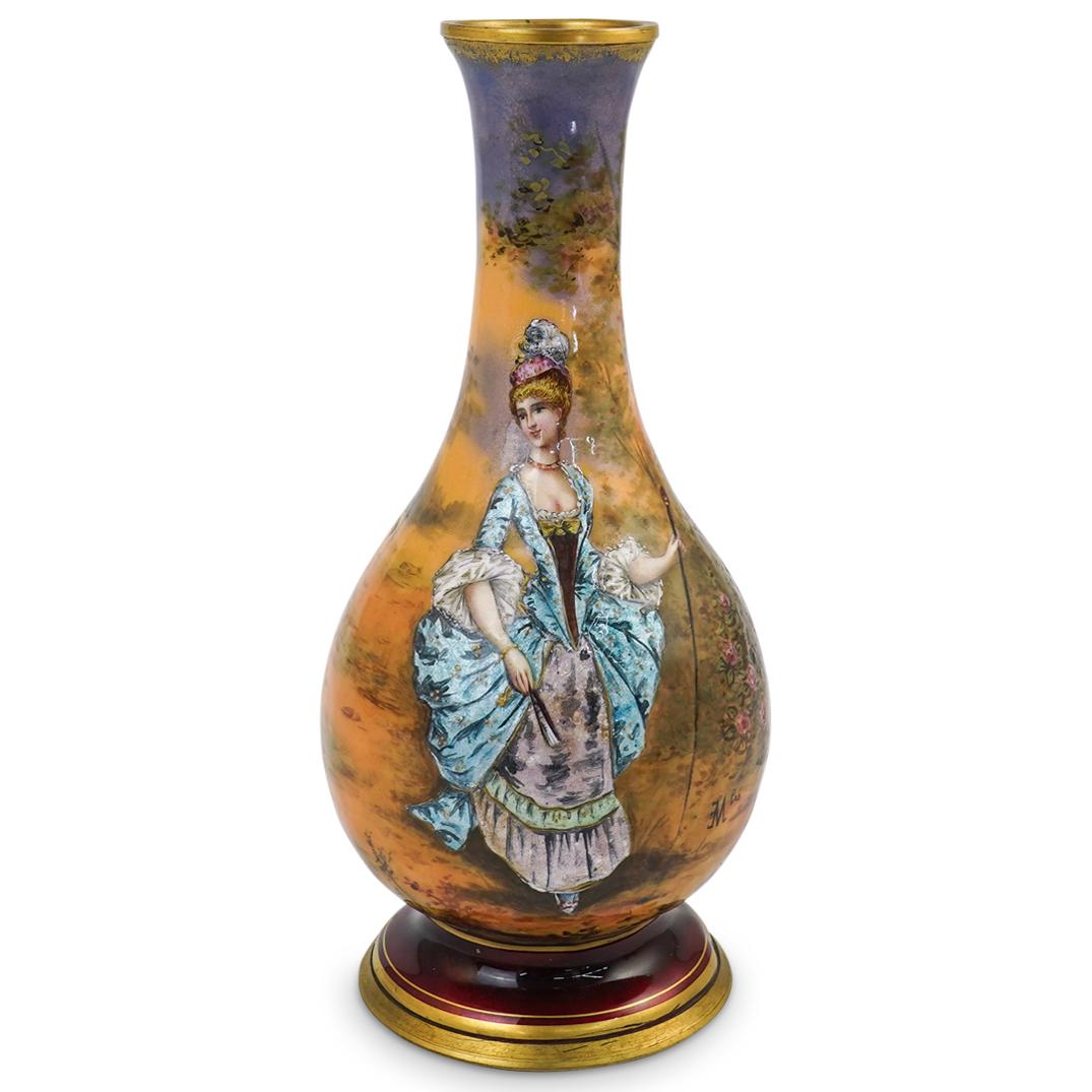 Antique Limoges French Enamel Vase (1 of 4)
