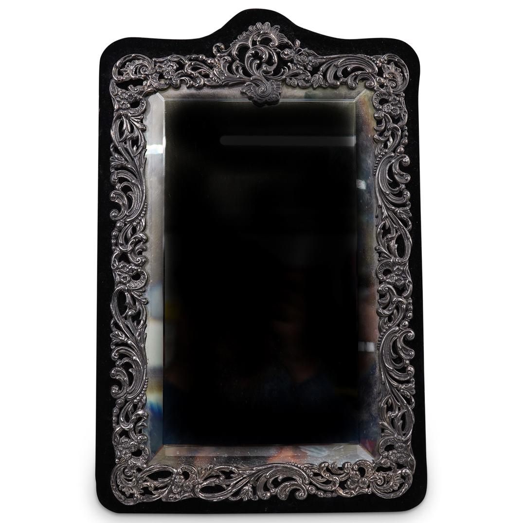 Victorian Sterling Silver and Velvet Framed Mirror (1 of 5)
