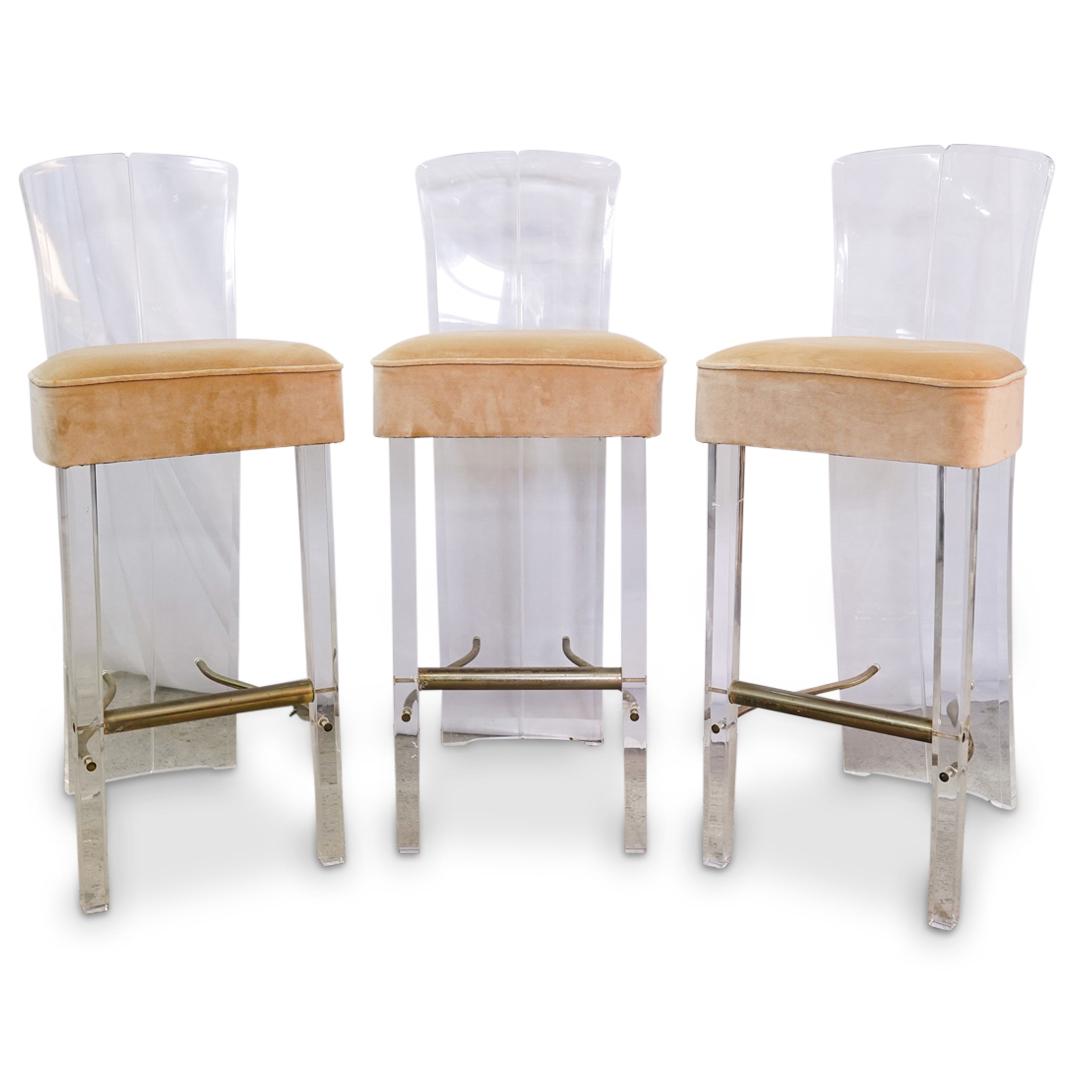 (3 Pc) Lucite Tall Chair Stool Set (1 of 6)