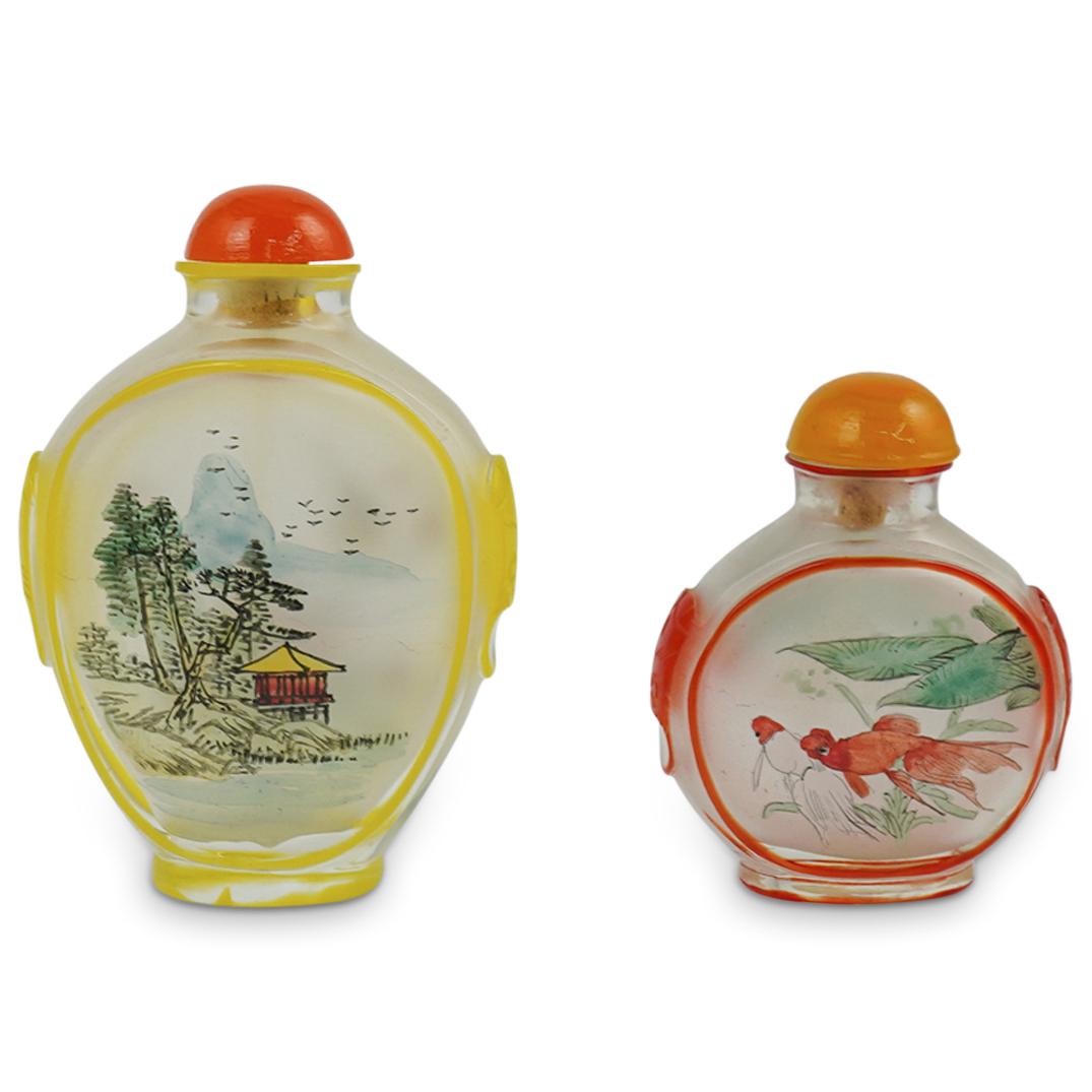 (4 Pc) Chinese Reverse Painted Snuff Bottles (1 of 8)