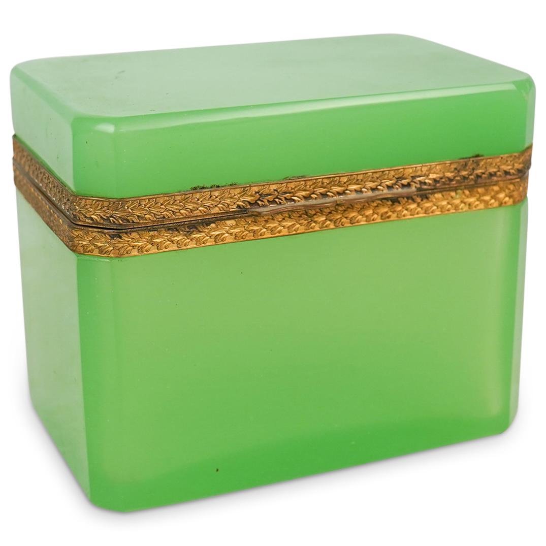 French Green Opaline Glass Box (1 of 4)