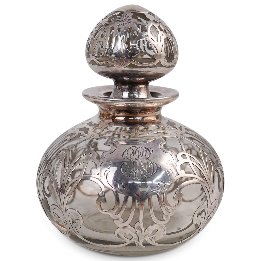 Sterling Overlay Glass Perfume Bottle (1 of 5)