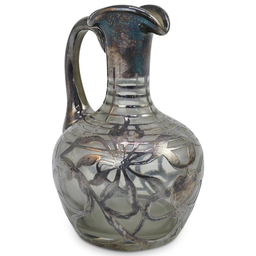 Sterling Silver Overlaid Glass Pitcher (1 of 2)