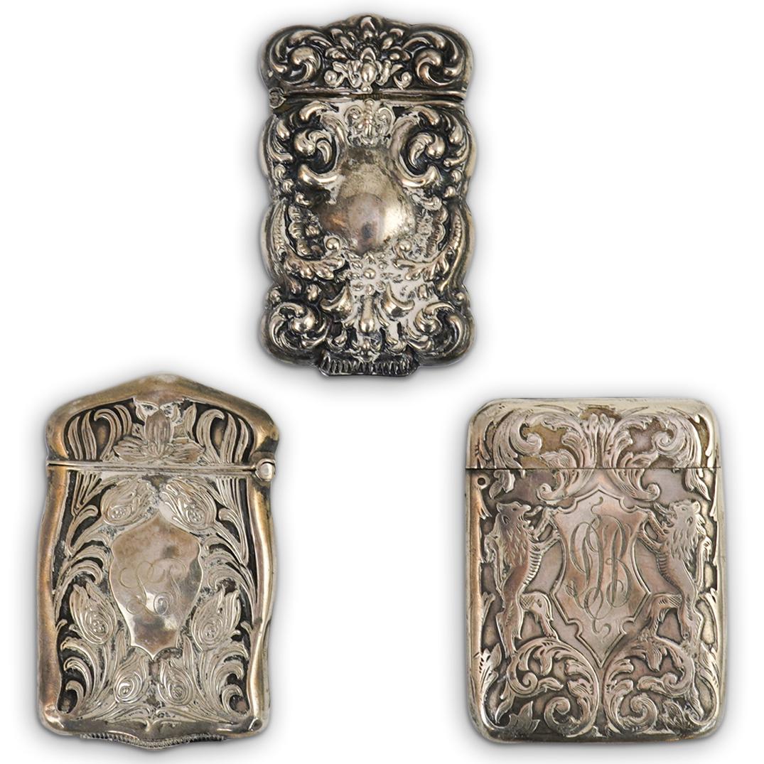 (3 Pc) Antique Sterling Silver Match Boxes (1 of 6)
