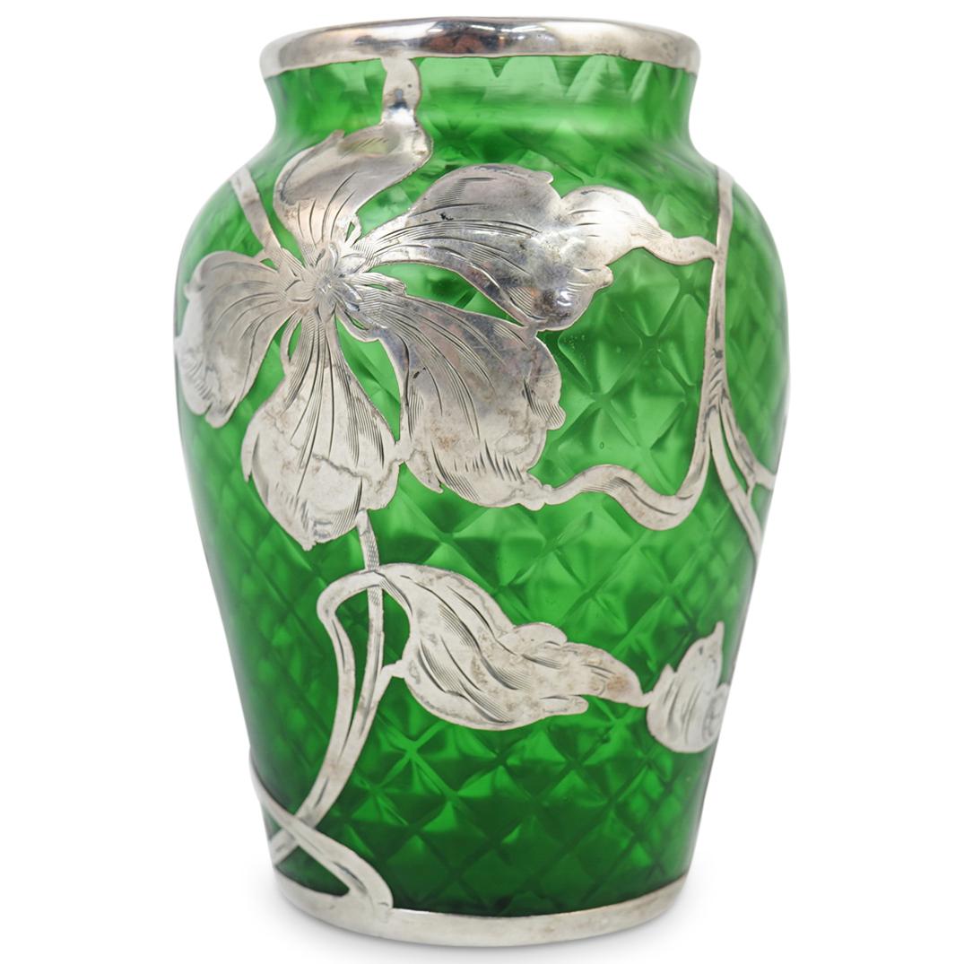 Art Nouveau Silver Overlay Vase (1 of 5)