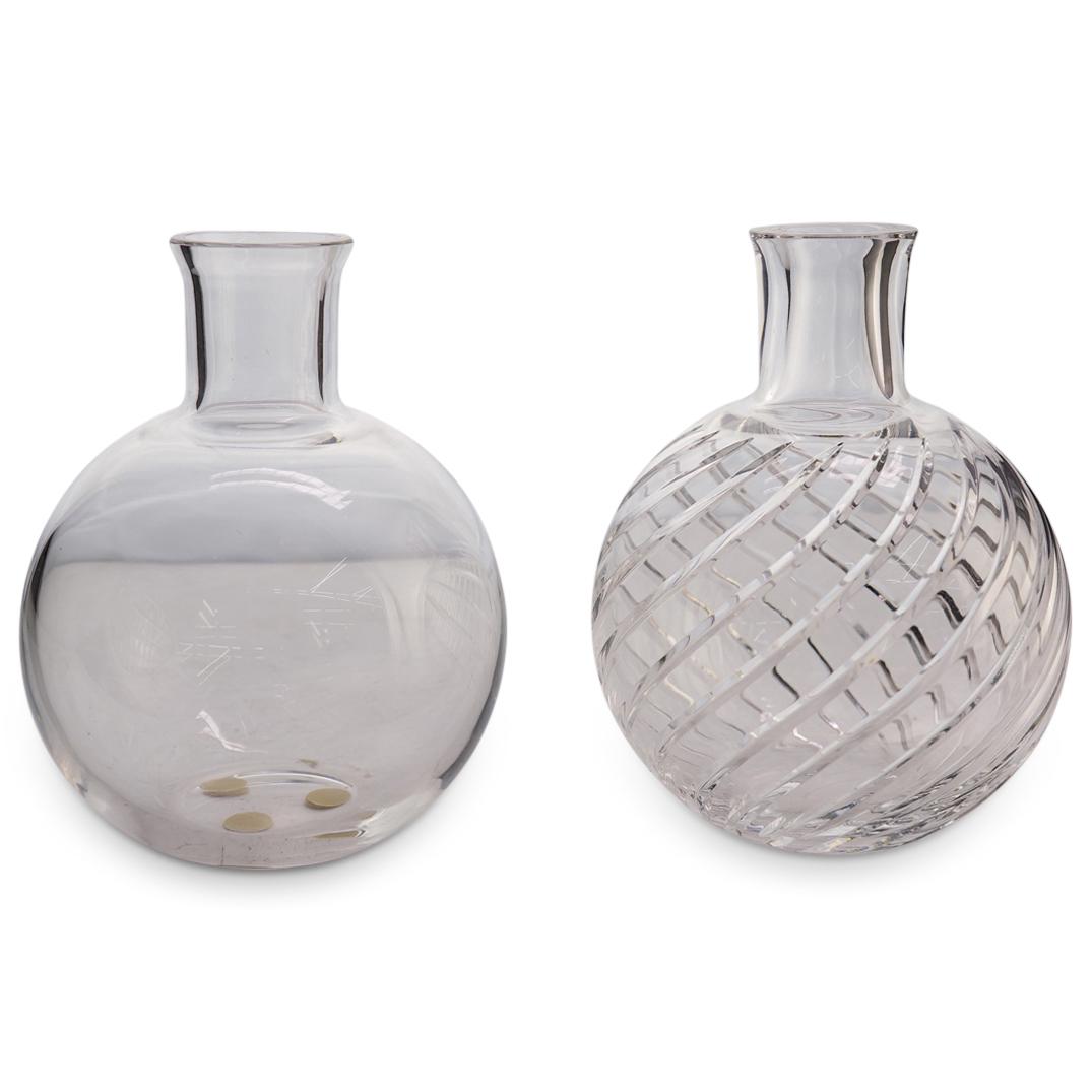 (2 Pc) Pair of Baccarat Crystal Flower Vases (1 of 3)
