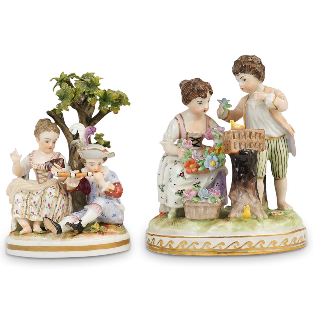 (2 Pc) Dresden Porcelain Figurines (1 of 4)