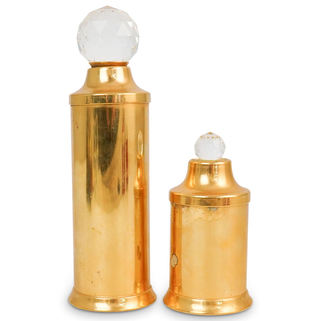 (2 Pc) VA Brass Salt & Pepper Shakers Set (1 of 5)
