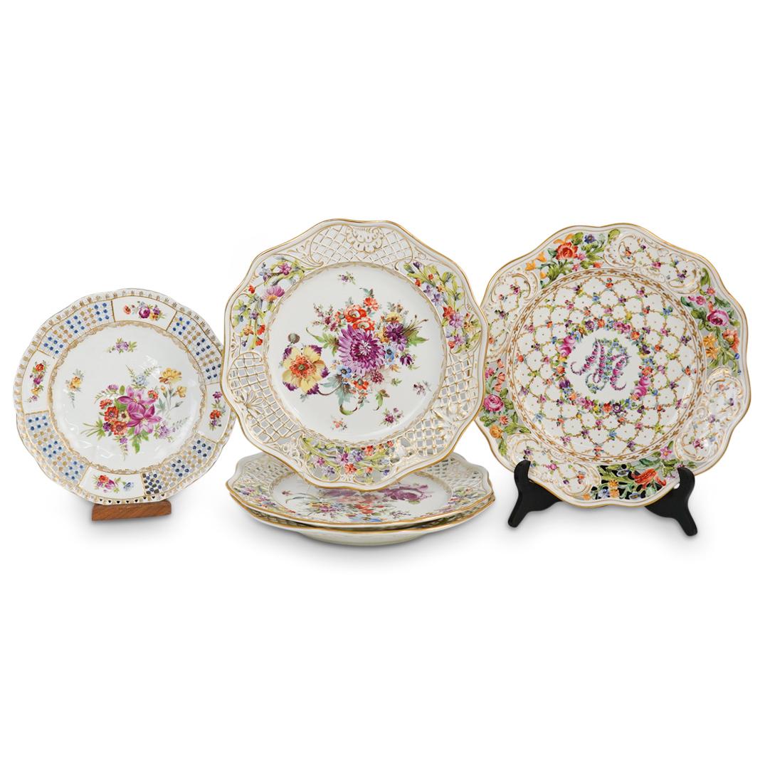 (5 Pc) Dresden Reticulated Porcelain Plates (1 of 7)