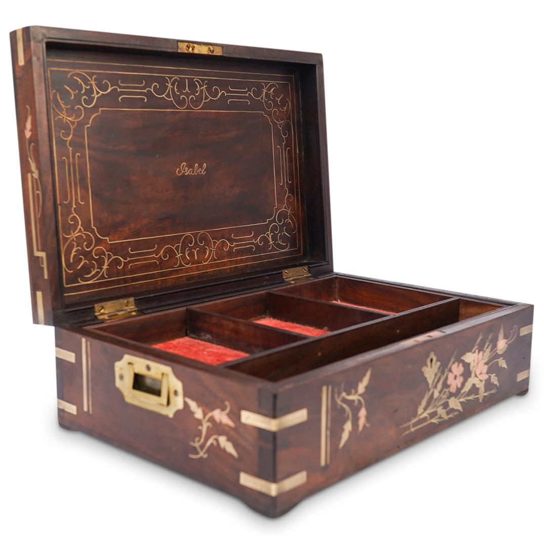English Bronze Inlaid Wood Box (1 of 8)