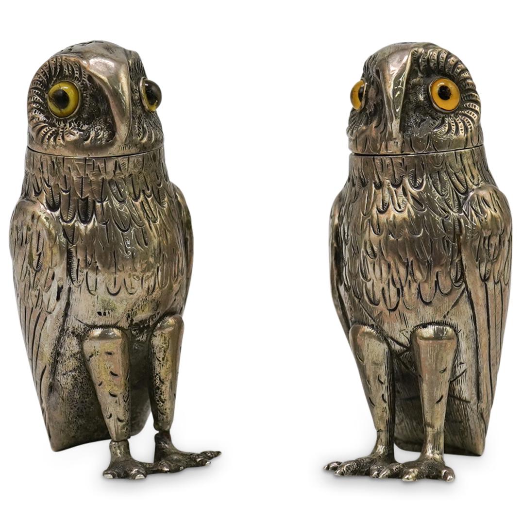 English SIlver Owl Salt & Pepper Shakers (1 of 4)