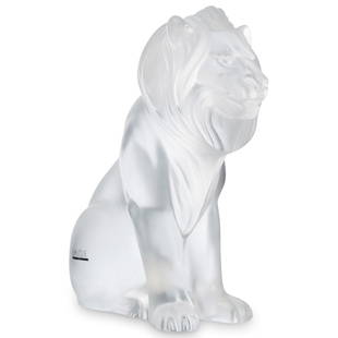 Lalique "Bamara" Lion Statue: DESCRIPTION: Lalique "Bamara" crystal lion statue. signed "Lalique France, M. Lalique To Gary, 3-13-90 France" CIRCA: 20th Cent. ORIGIN: France DIMENSIONS: H: 8" x W: 3" x L: 8" CONDITION: Great