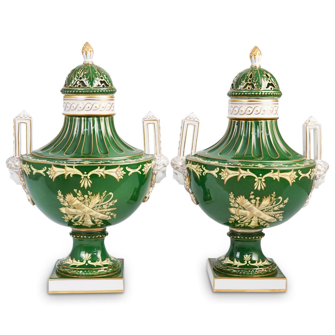Pair Of Dresden Porcelain Urns (1 of 7)