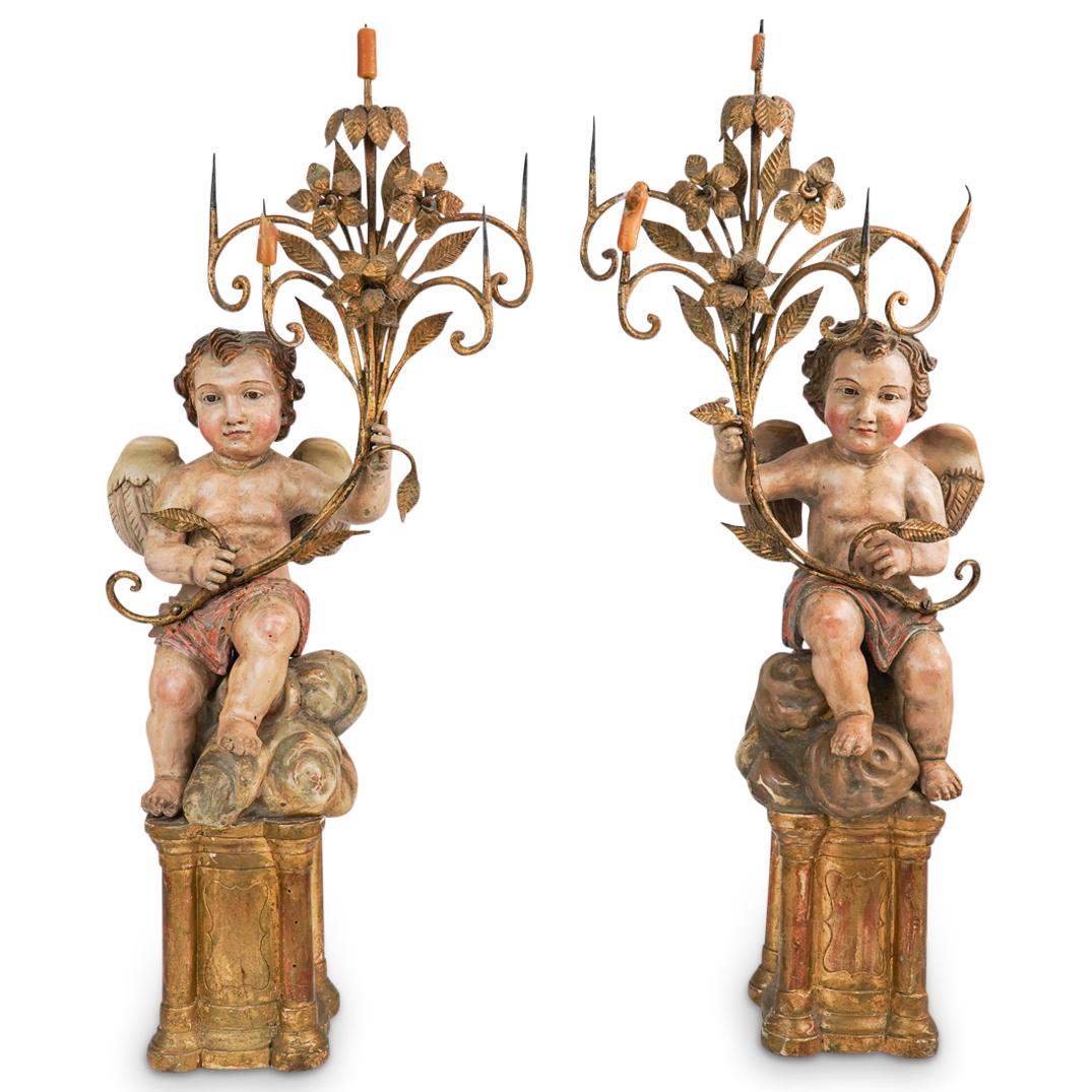 19th Cent. Gesso Putti Angel Candelabras (1 of 7)
