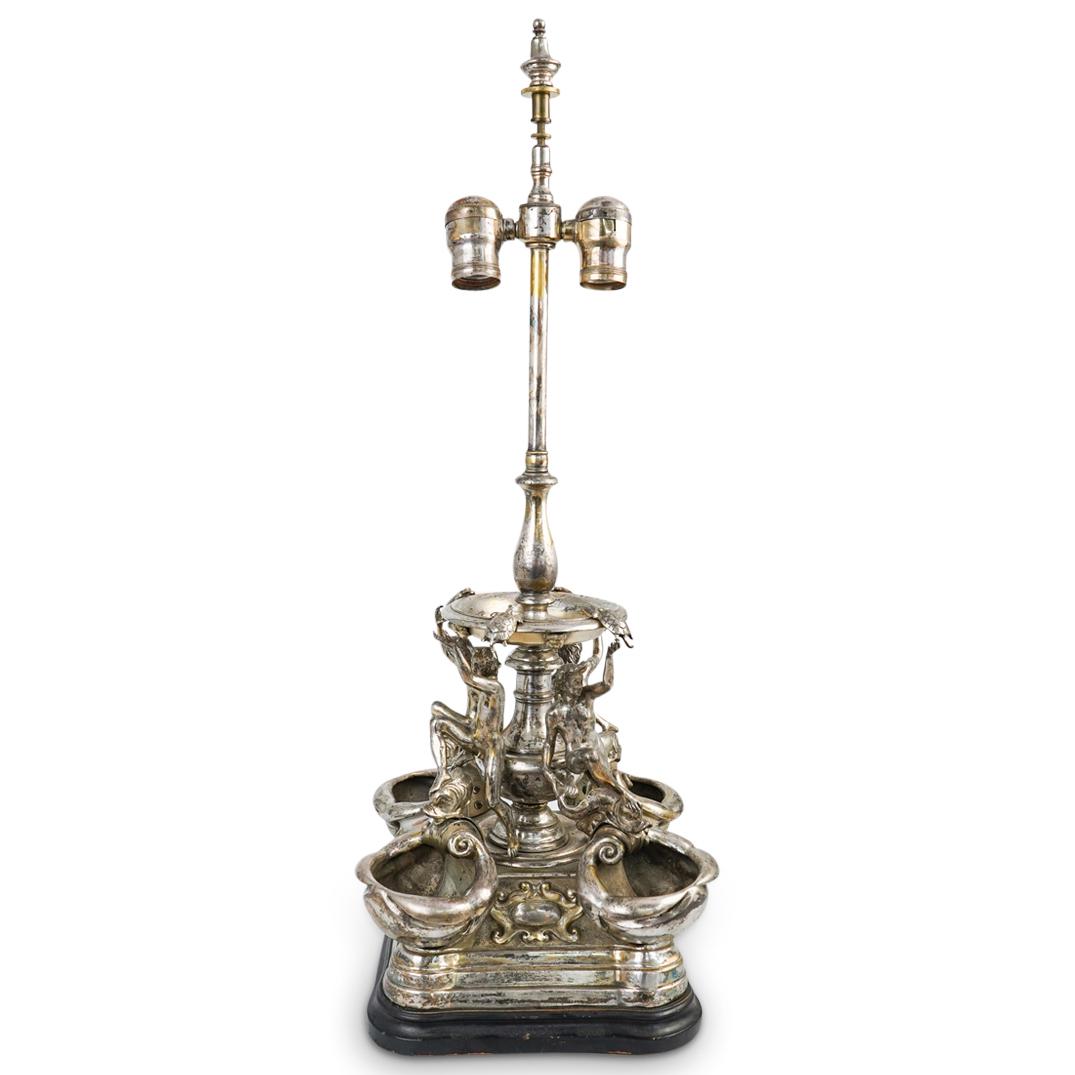 Silver Plated Figural Florentine Fountain Lamp (1 of 5)