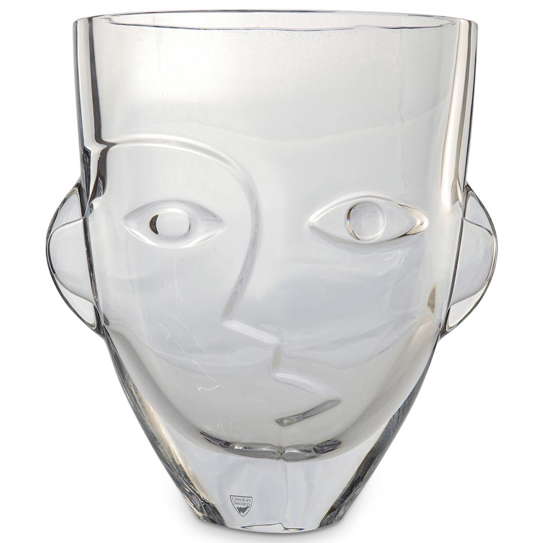 Orrefors Clear Glass "Ramses" Sculptural Face Vase (1 of 5)