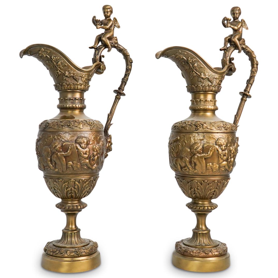 Pair of French Bronze Ewers (1 of 8)