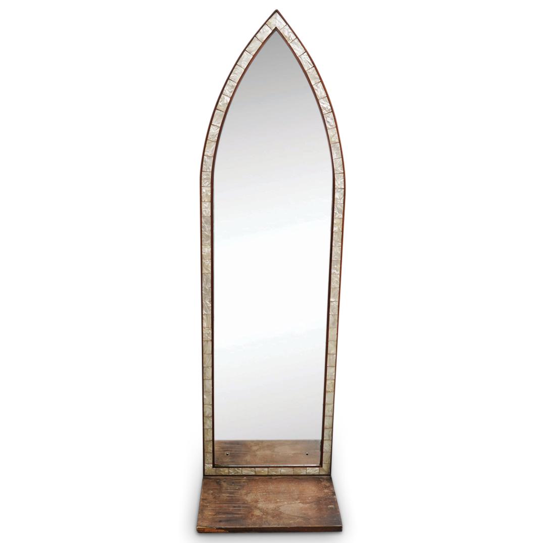 Cathedral Style Wood & Mother Of Pearl Mirror (1 of 5)