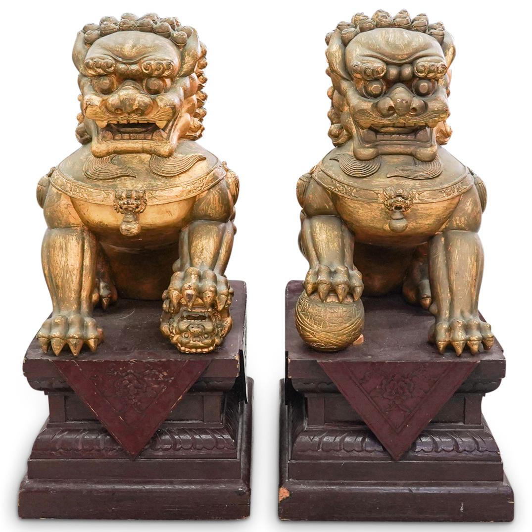 Chinese Gilt Wood Foo Dogs (1 of 5)