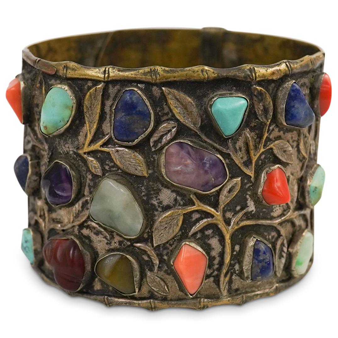 Antique Chinese Gemstone Cuff Bracelet (1 of 3)
