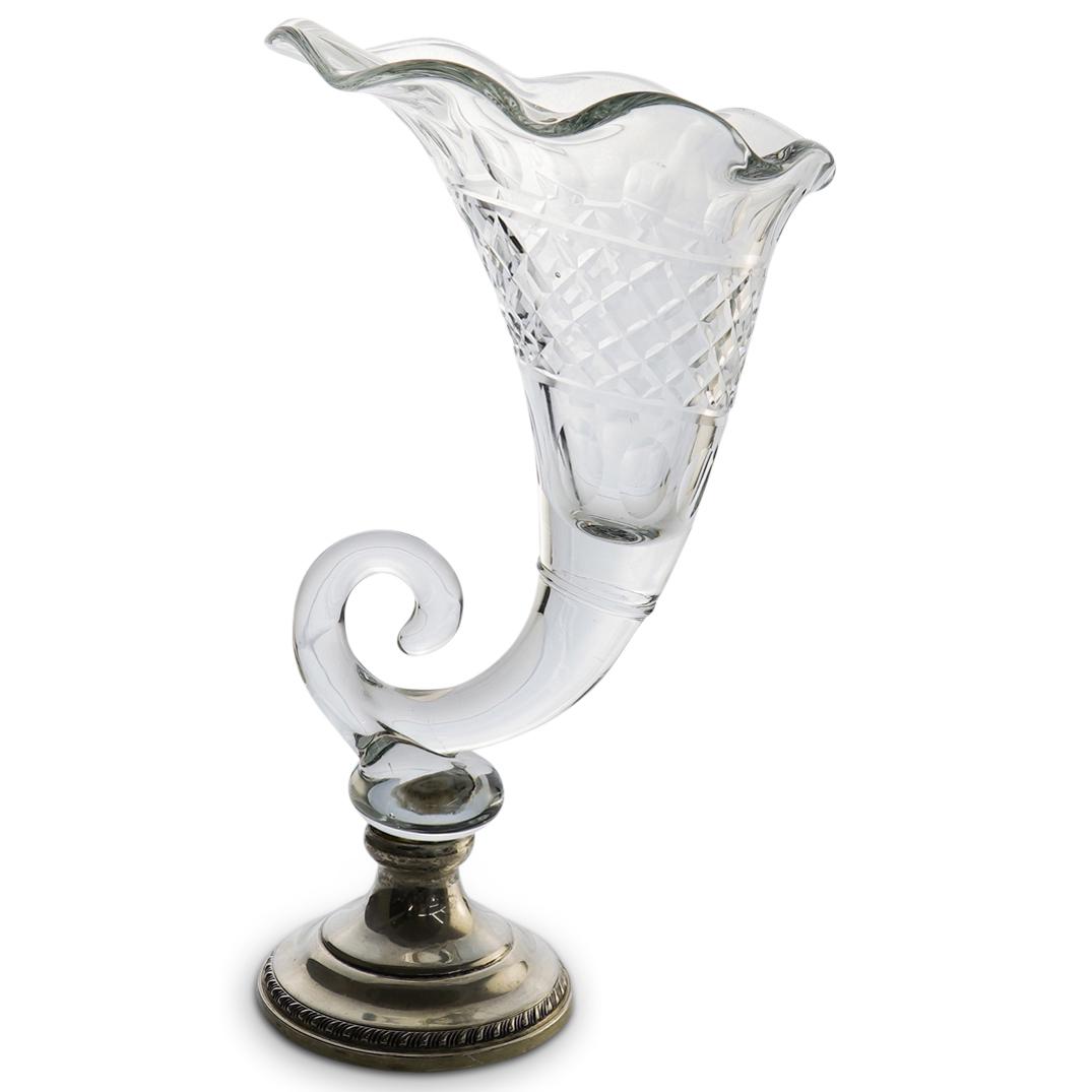 Sterling and Crystal Cornucopia Vase (1 of 3)