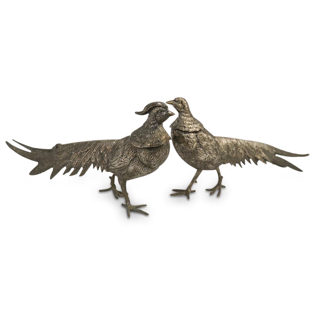 Pair Of Silver Plated Pheasants (1 of 5)