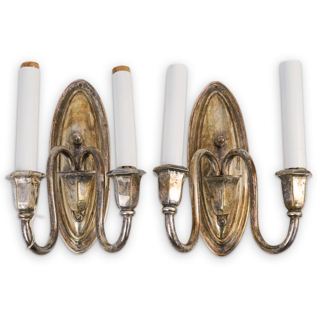 Antique Silver-Plated Victorian Sconces Wall Lamps (1 of 6)