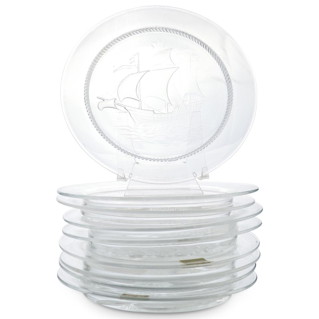 (9 Pc) Lalique Crystal Plate Set (1 of 4)