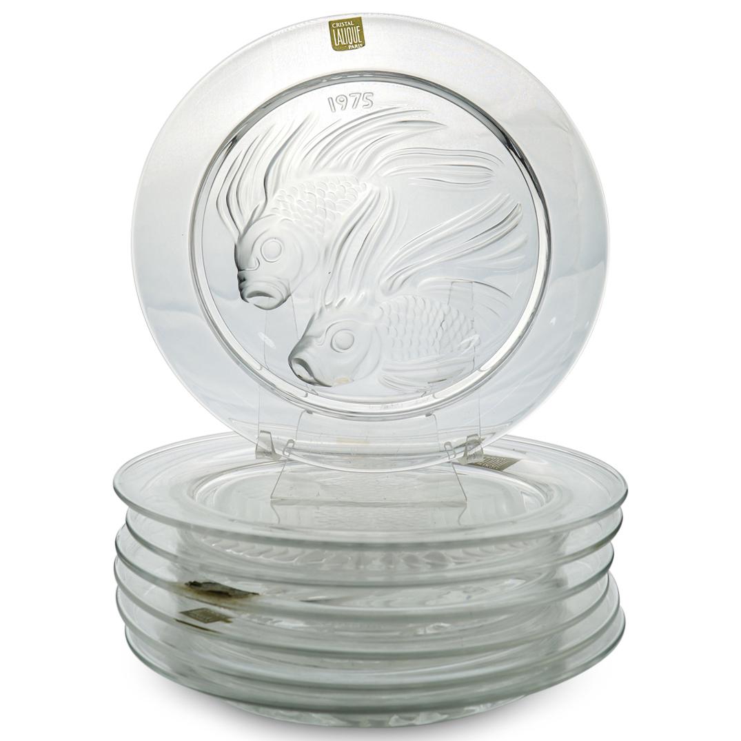 (7 Pc) Lalique Crystal Plate Set (1 of 3)